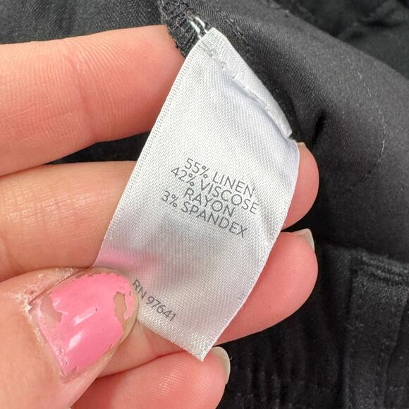 J.Jill Pants Womens X Small Black Pintucked Stretch Slim Leg Linen Blend - Picture 6 of 10